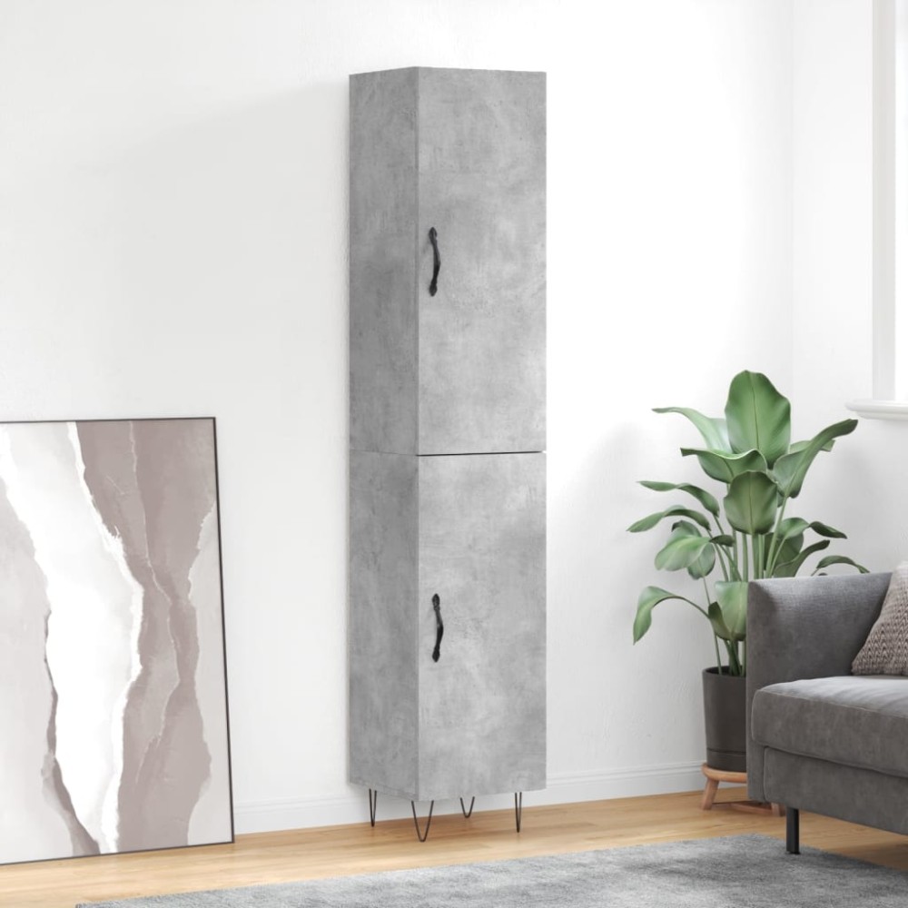 vidaXL Ντουλάπι Γκρι Σκυροδέματος 34,5x34x180 εκ. Επεξεργασμένο Ξύλο