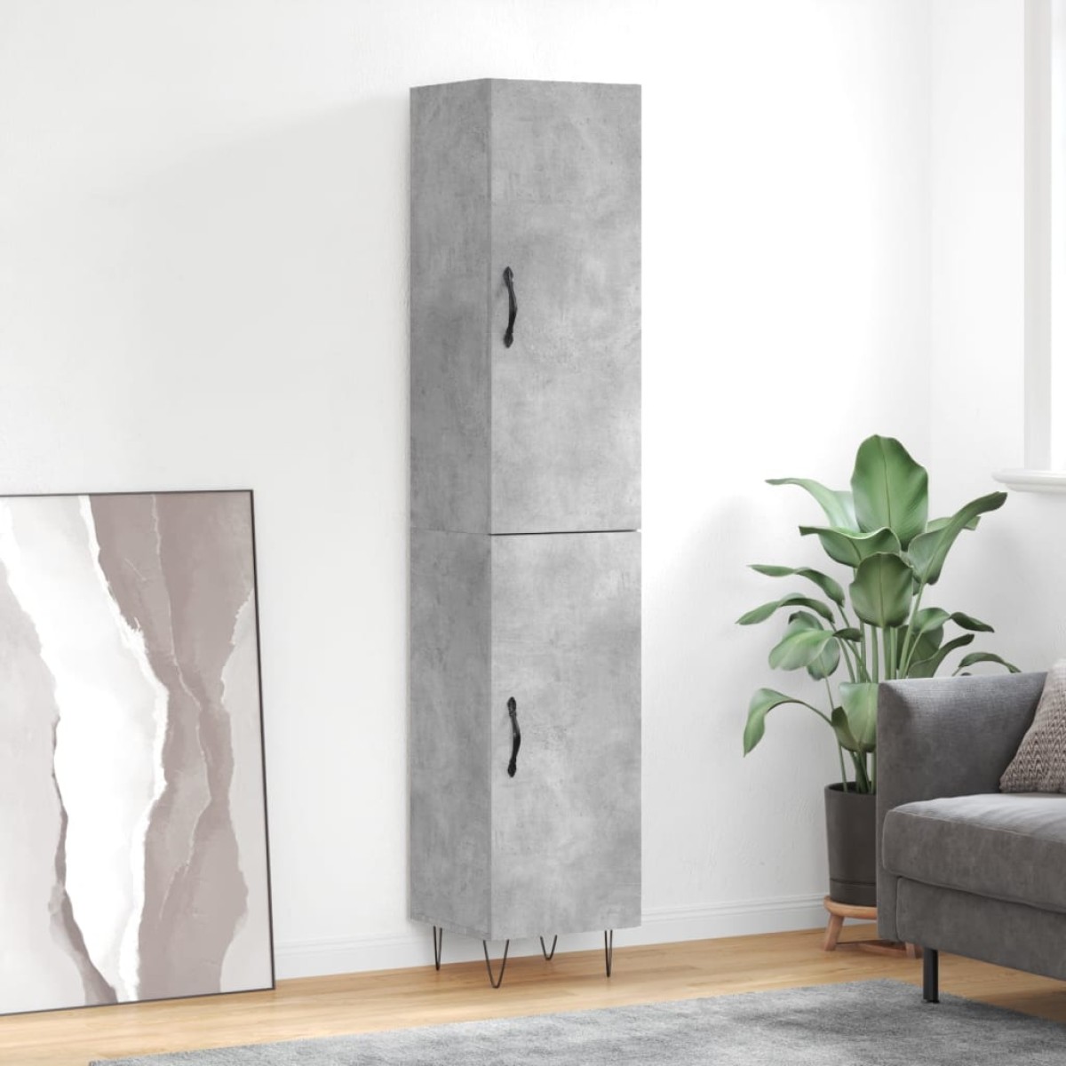 vidaXL Ντουλάπι Γκρι Σκυροδέματος 34,5x34x180 εκ. Επεξεργασμένο Ξύλο