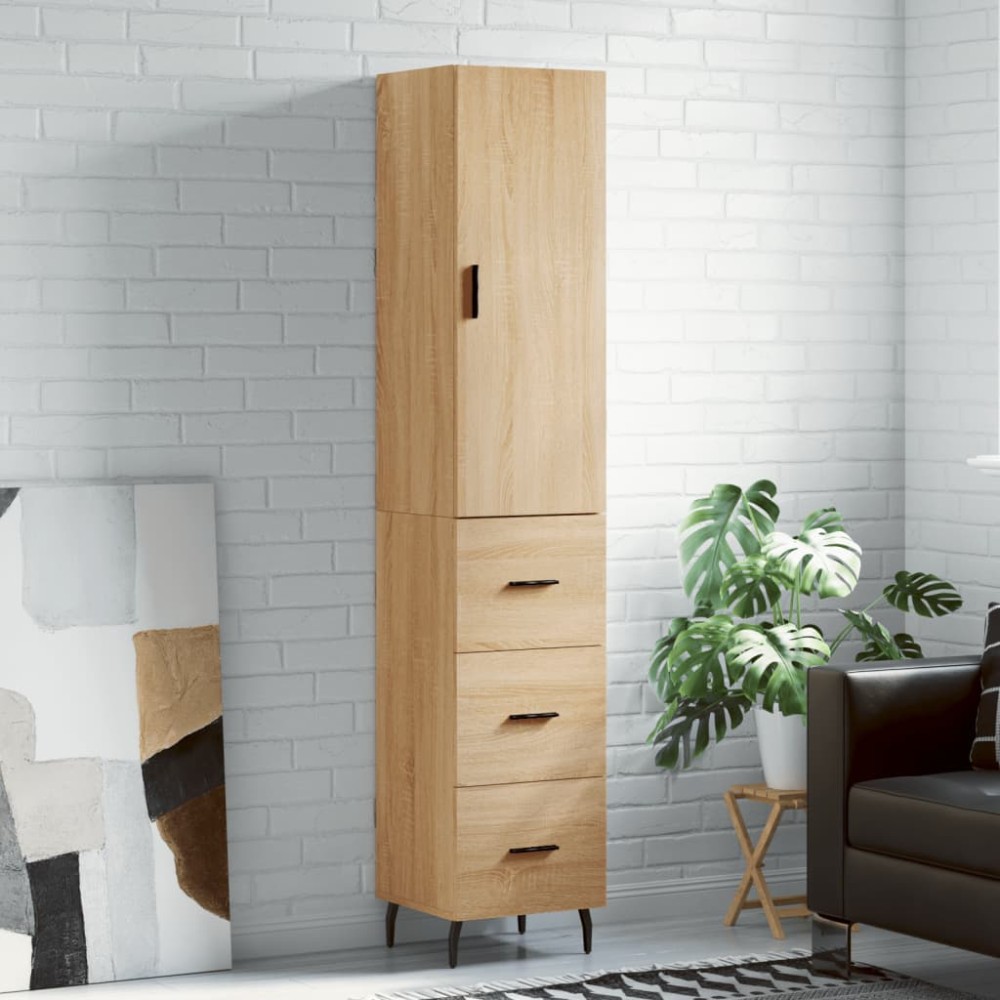 vidaXL Μπουφές Sonoma δρυς 34,5 x 34 x 180 εκ. από Επεξεργασμένο Ξύλο
