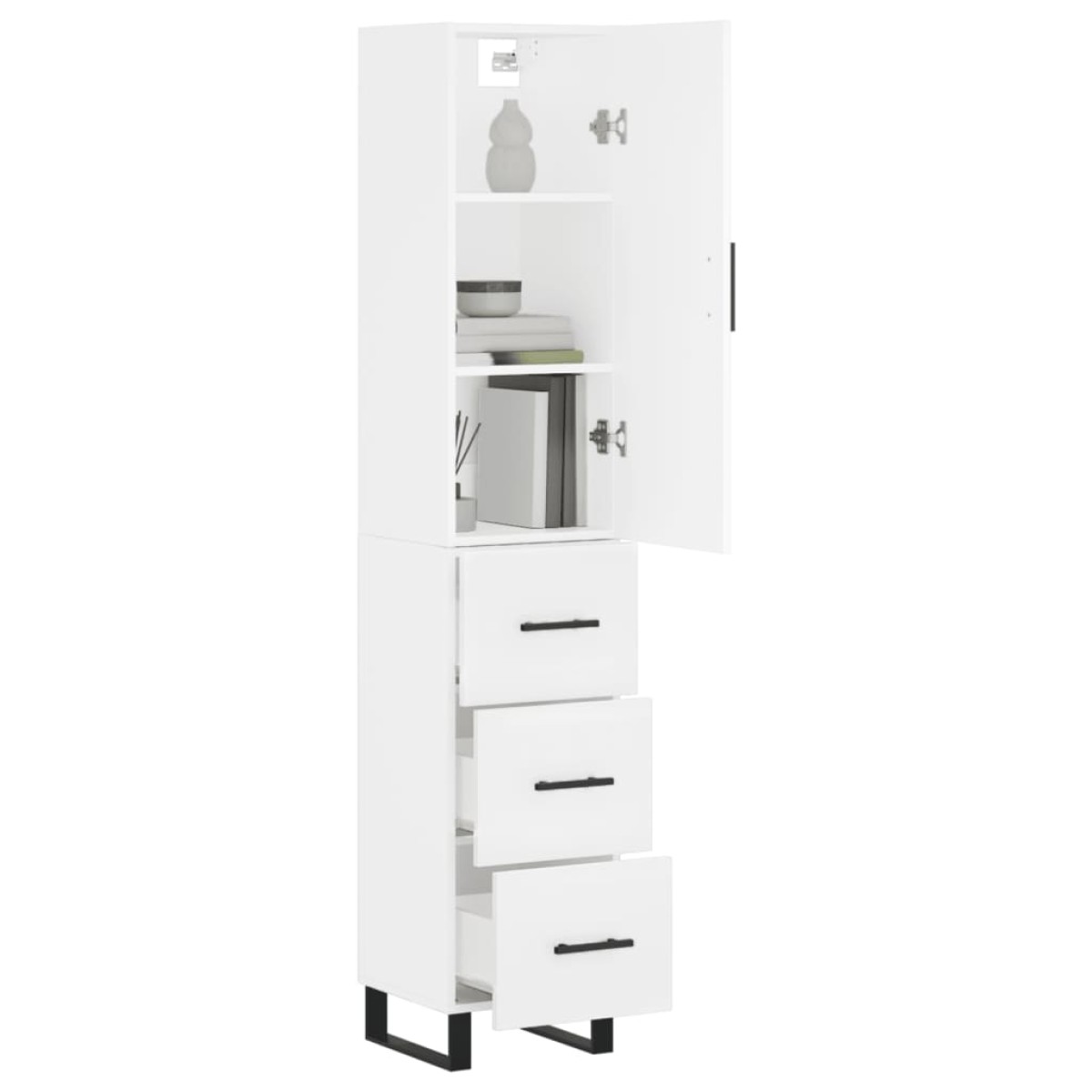 vidaXL Ντουλάπι Λευκός 34,5 x 34 x 180 εκ. από Επεξεργασμένο Ξύλο