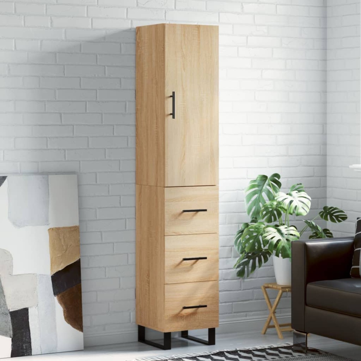 vidaXL Μπουφές Sonoma δρυς 34,5 x 34 x 180 εκ. από Επεξεργασμένο Ξύλο