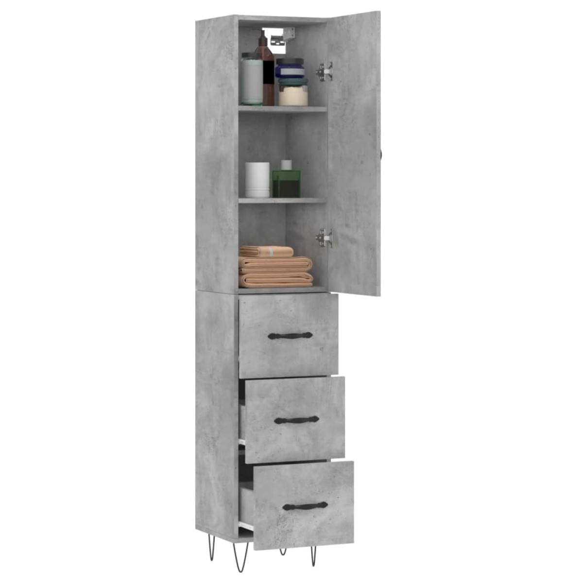 vidaXL Ντουλάπι Γκρι Σκυροδέματος 34,5x34x180 εκ. Επεξεργασμένο Ξύλο