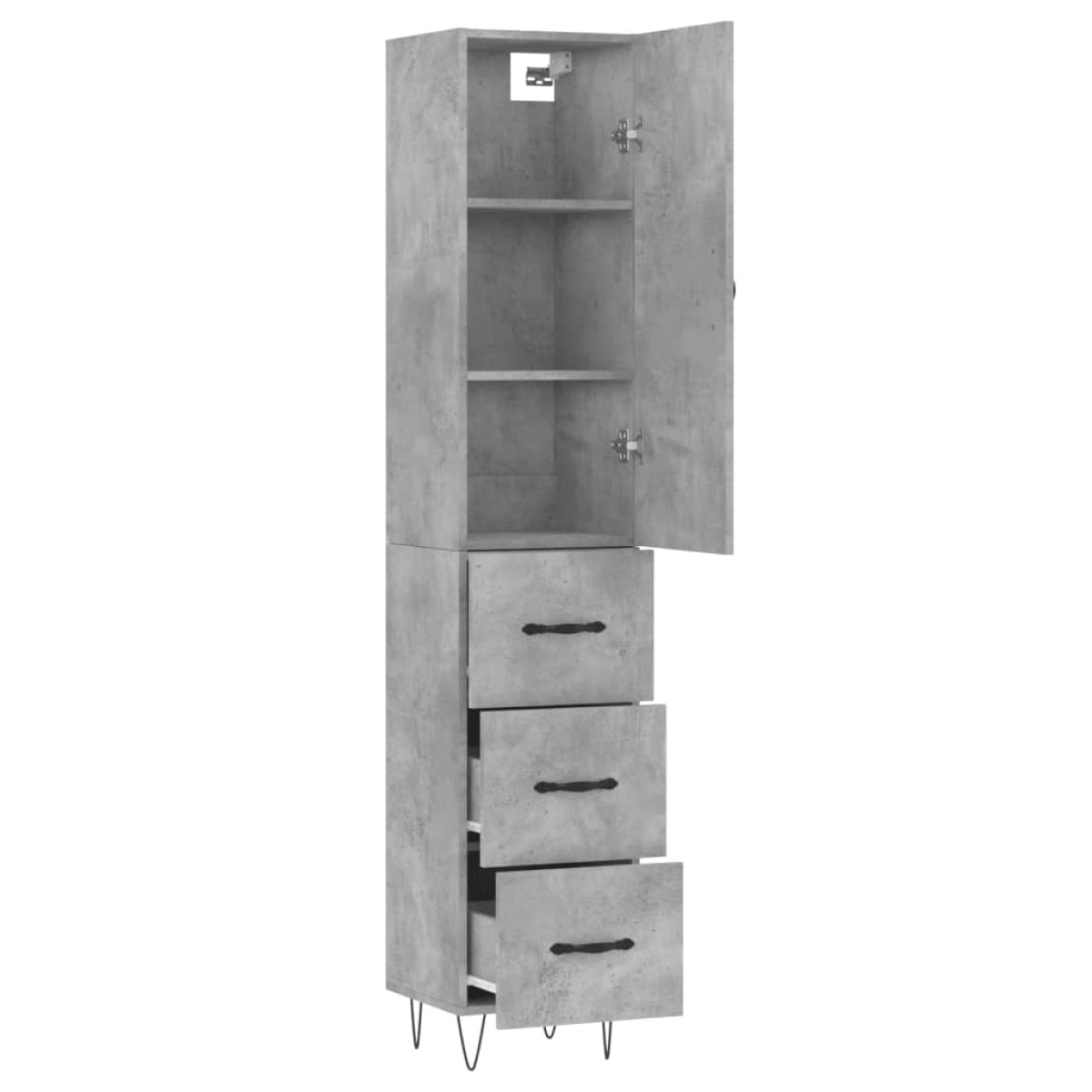 vidaXL Ντουλάπι Γκρι Σκυροδέματος 34,5x34x180 εκ. Επεξεργασμένο Ξύλο