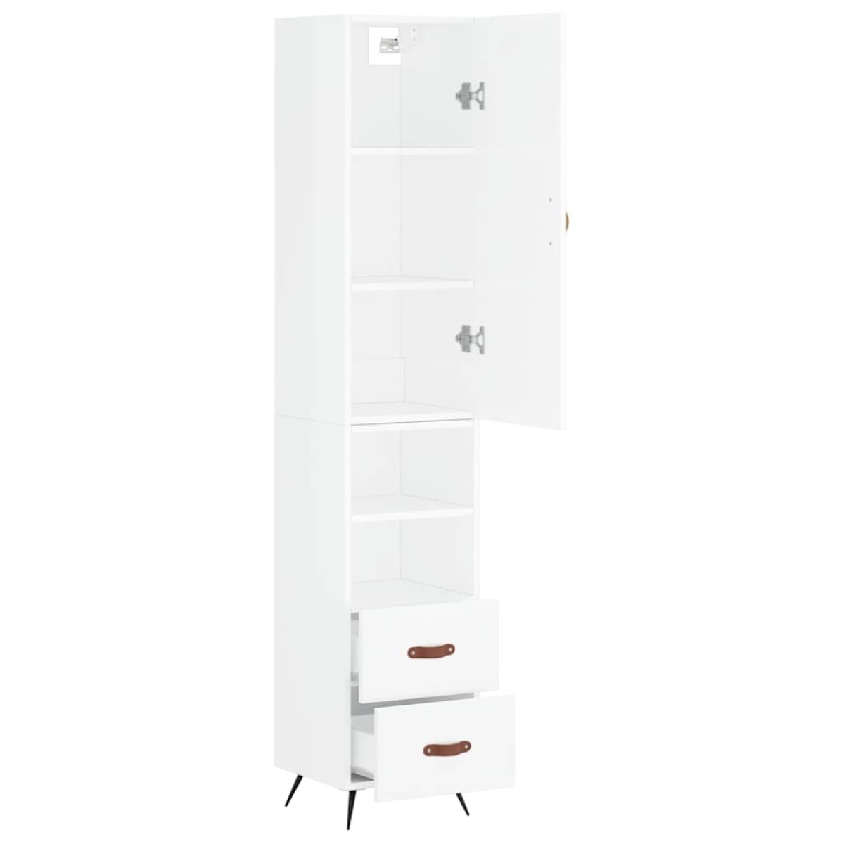 vidaXL Ντουλάπι Γυαλ. Λευκό 34,5 x 34 x 180 εκ. από Επεξεργασμένο Ξύλο