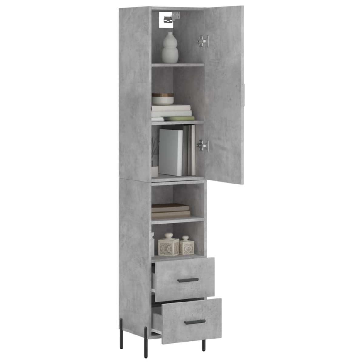 vidaXL Ντουλάπι Γκρι Σκυροδέματος 34,5x34x180 εκ. Επεξεργασμένο Ξύλο