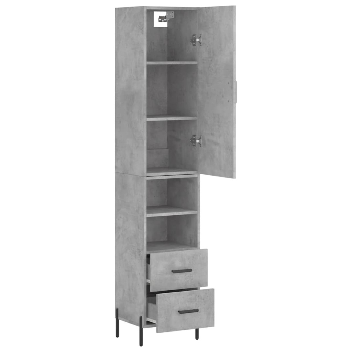 vidaXL Ντουλάπι Γκρι Σκυροδέματος 34,5x34x180 εκ. Επεξεργασμένο Ξύλο
