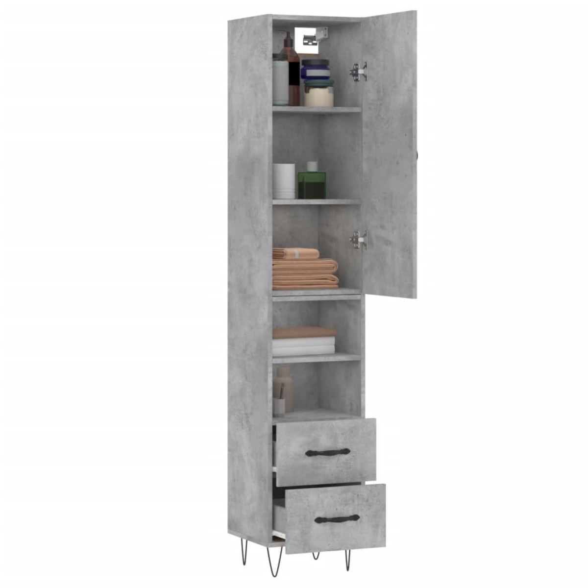 vidaXL Ντουλάπι Γκρι Σκυροδέματος 34,5x34x180 εκ. Επεξεργασμένο Ξύλο