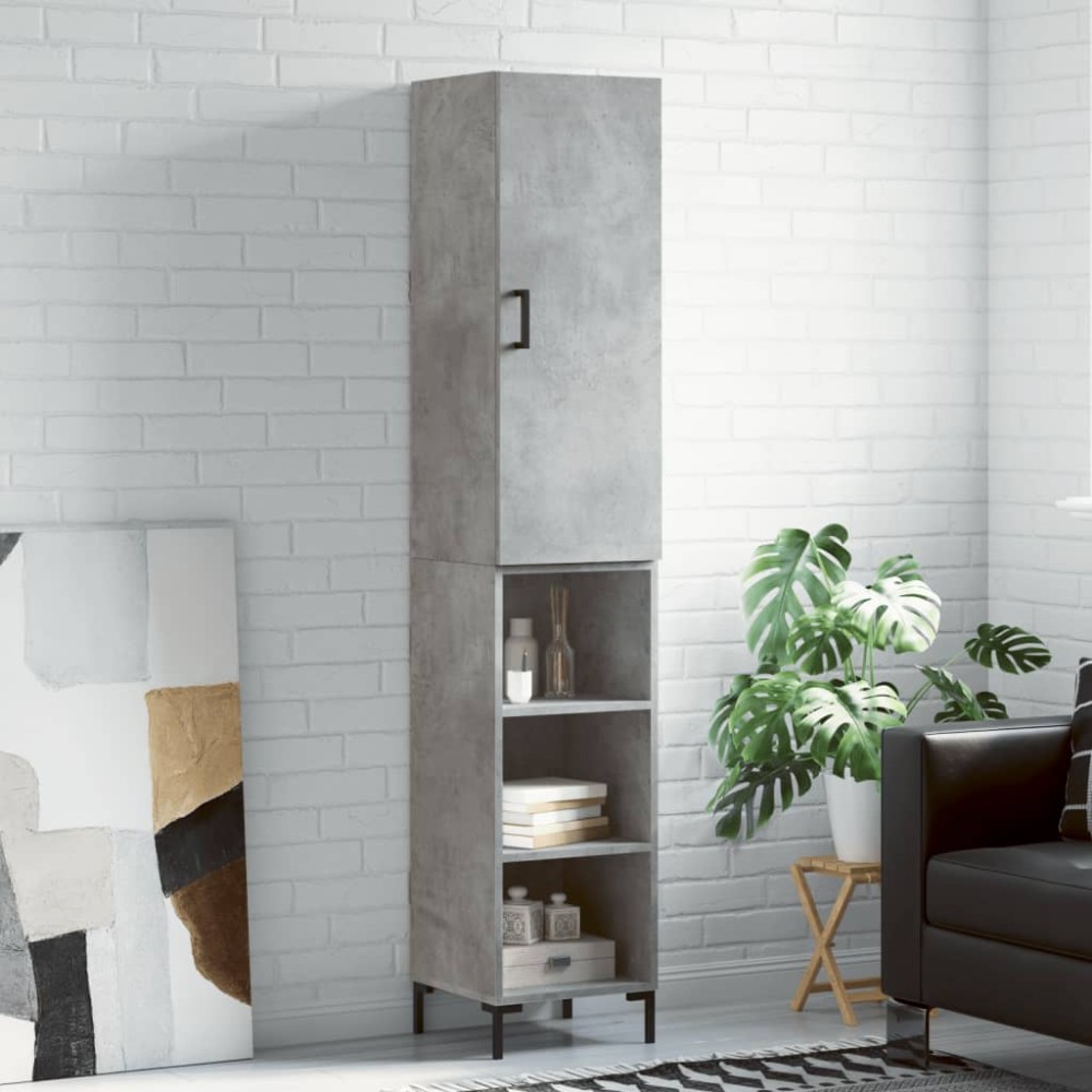 vidaXL Ντουλάπι Γκρι Σκυροδέματος 34,5x34x180 εκ. Επεξεργασμένο Ξύλο
