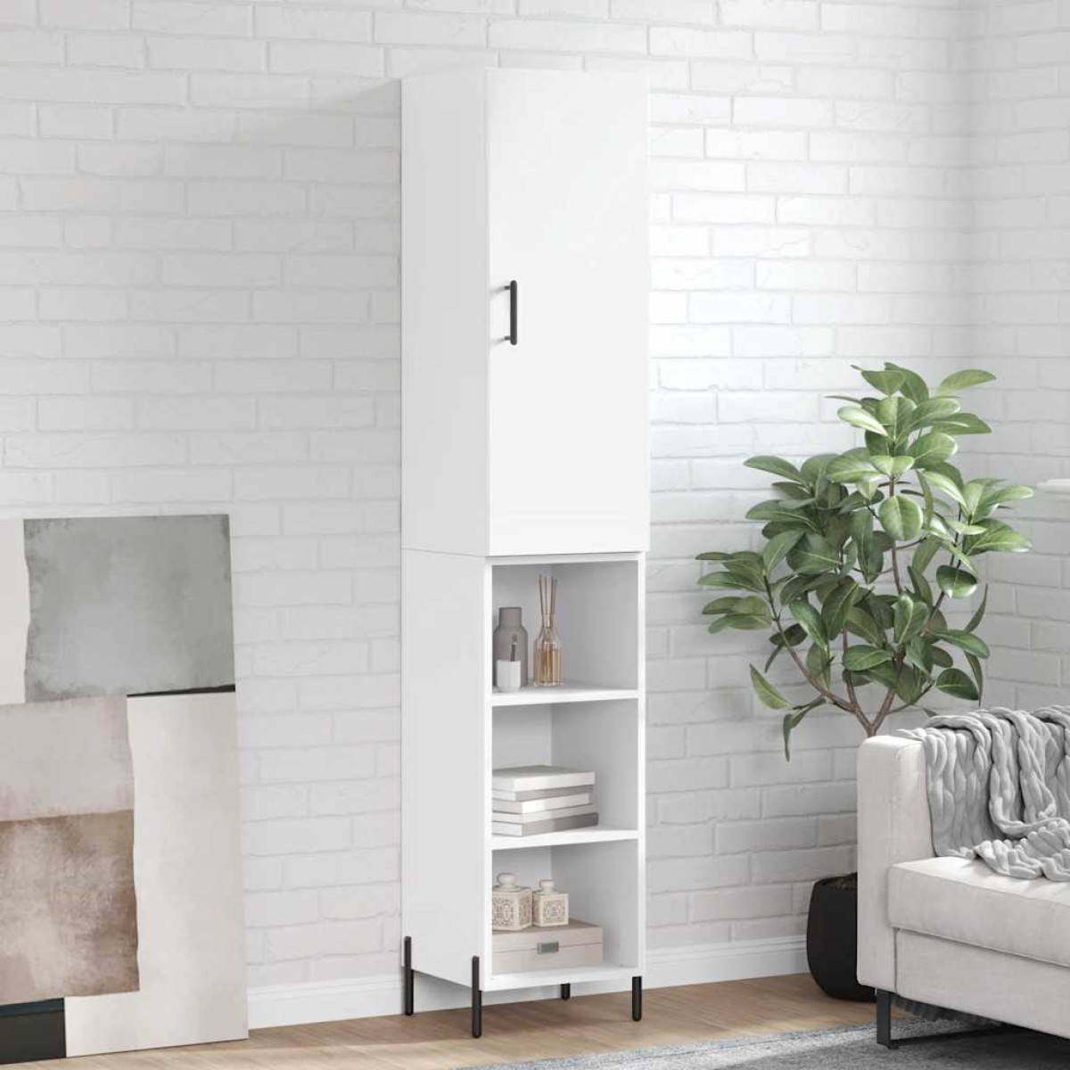 vidaXL Ντουλάπι Λευκός 34,5 x 34 x 180 εκ. από Επεξεργασμένο Ξύλο