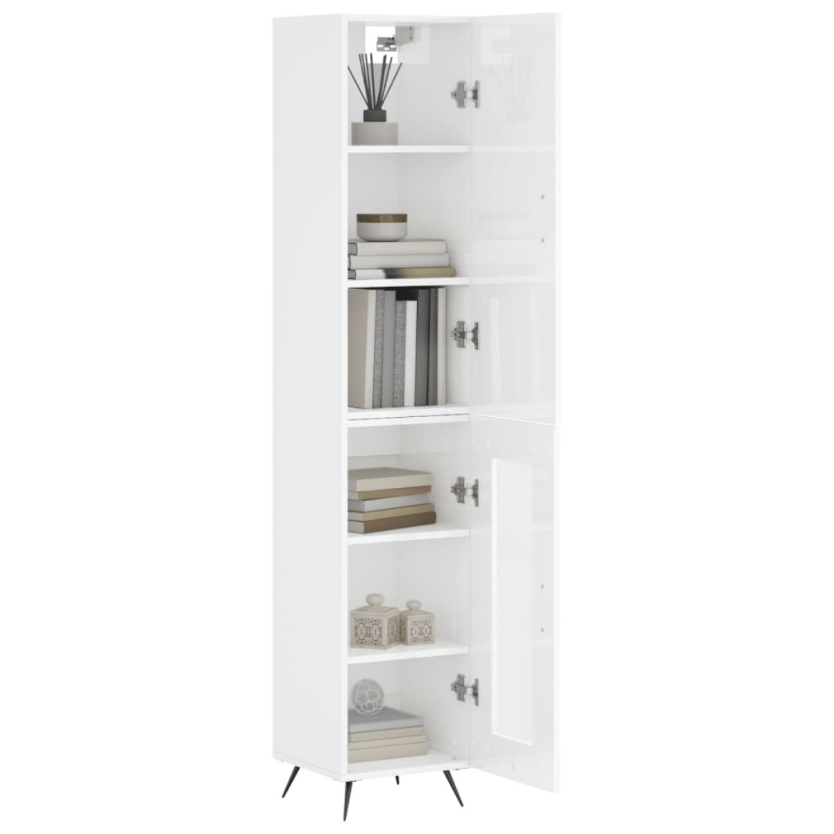 vidaXL Ντουλάπι Γυαλ. Λευκό 34,5 x 34 x 180 εκ. από Επεξεργασμένο Ξύλο