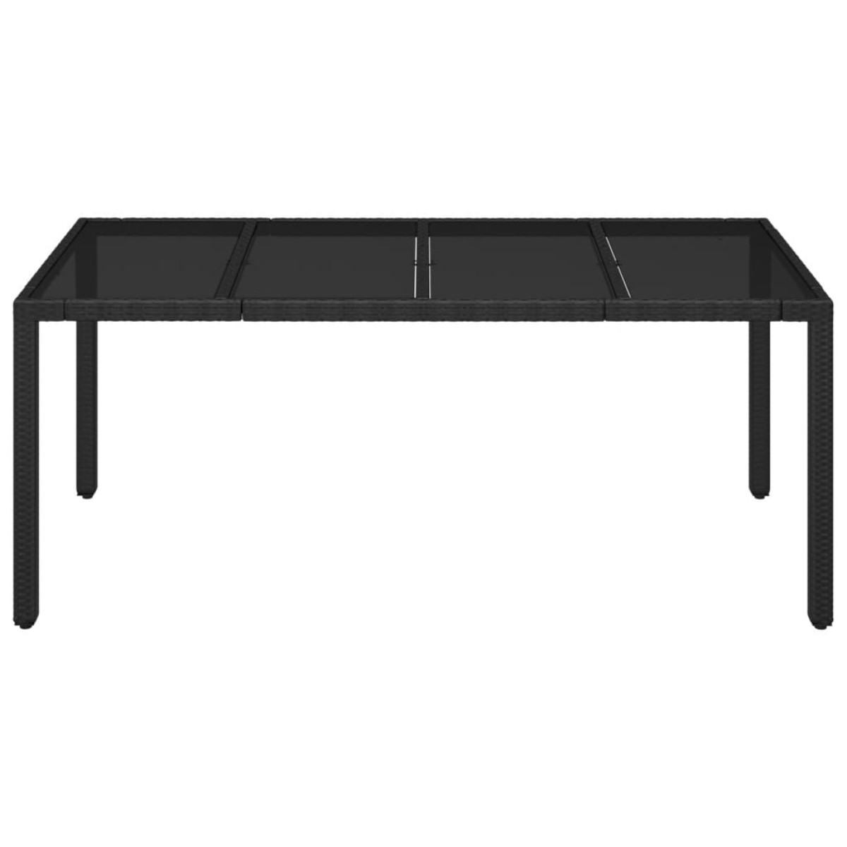 vidaXL Τραπέζι Κήπου με Γυάλινη Επιφάνεια Μαύρο 190x90x75 εκ Ρατάν