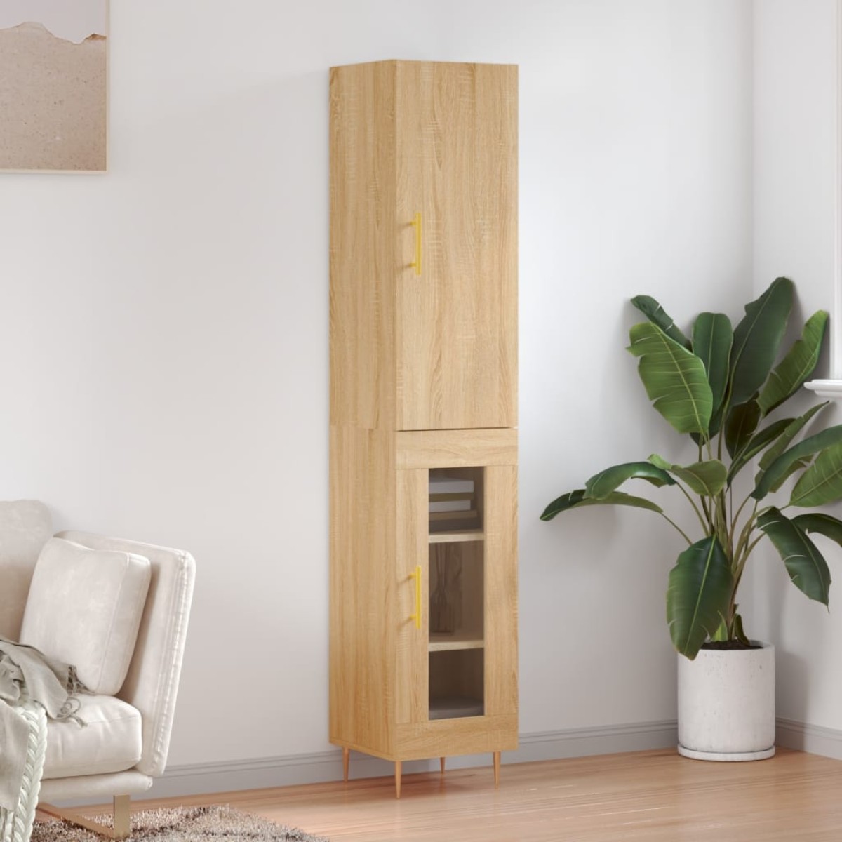vidaXL Μπουφές Sonoma δρυς 34,5 x 34 x 180 εκ. από Επεξεργασμένο Ξύλο