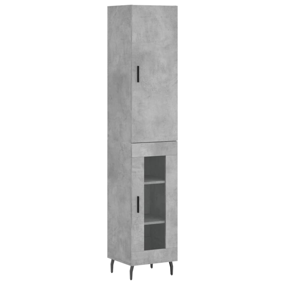 vidaXL Ντουλάπι Γκρι Σκυροδέματος 34,5x34x180 εκ. Επεξεργασμένο Ξύλο