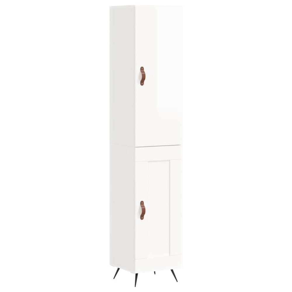 vidaXL Ντουλάπι Γυαλ. Λευκό 34,5 x 34 x 180 εκ. από Επεξεργασμένο Ξύλο