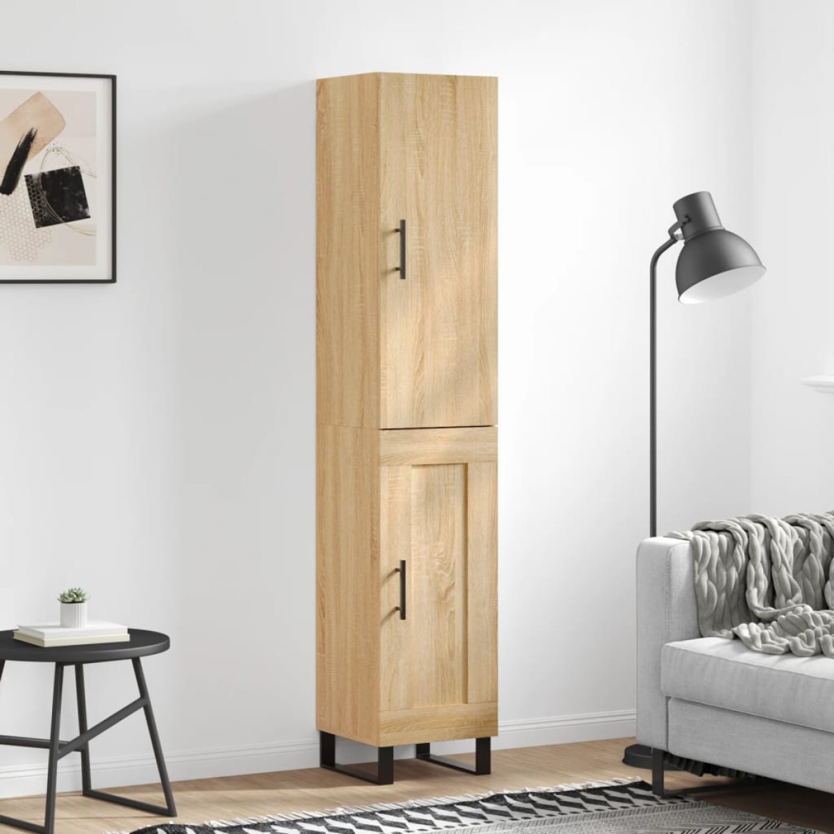 vidaXL Μπουφές Sonoma δρυς 34,5 x 34 x 180 εκ. από Επεξεργασμένο Ξύλο