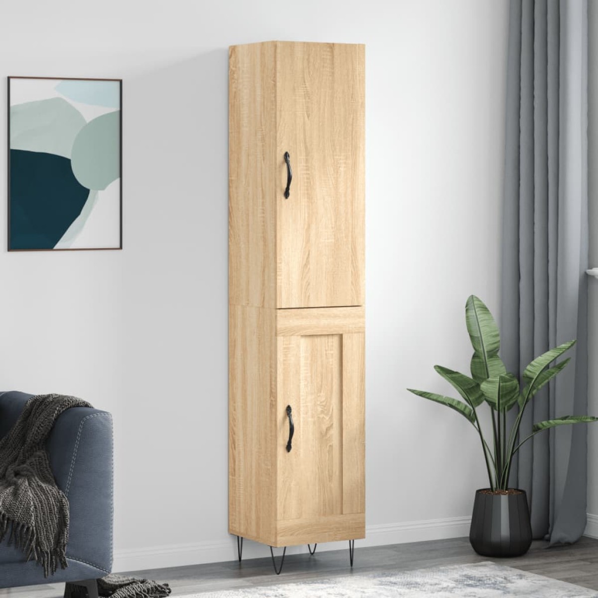 vidaXL Μπουφές Sonoma δρυς 34,5 x 34 x 180 εκ. από Επεξεργασμένο Ξύλο