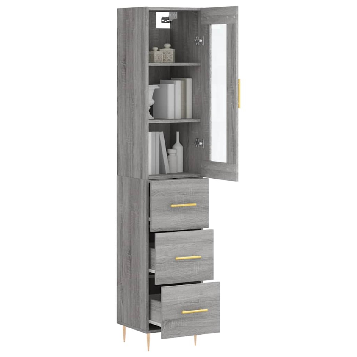 vidaXL Μπουφές Sonoma Γκρι 34,5 x 34 x 180 εκ. από Επεξεργασμένο Ξύλο