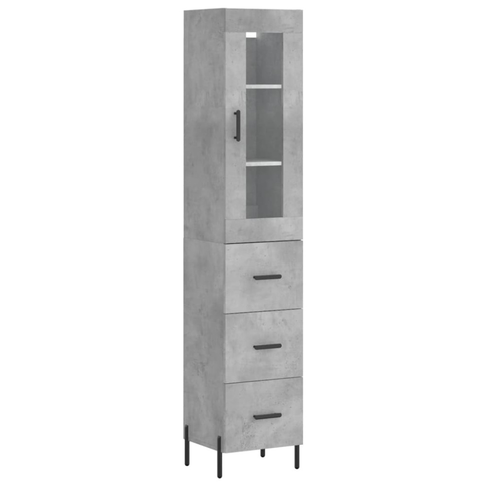 vidaXL Ντουλάπι Γκρι Σκυροδέματος 34,5x34x180 εκ. Επεξεργασμένο Ξύλο