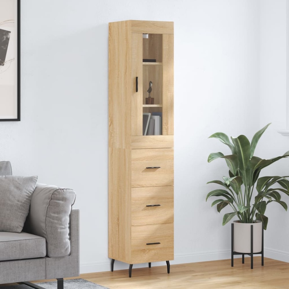 vidaXL Μπουφές Sonoma δρυς 34,5 x 34 x 180 εκ. από Επεξεργασμένο Ξύλο