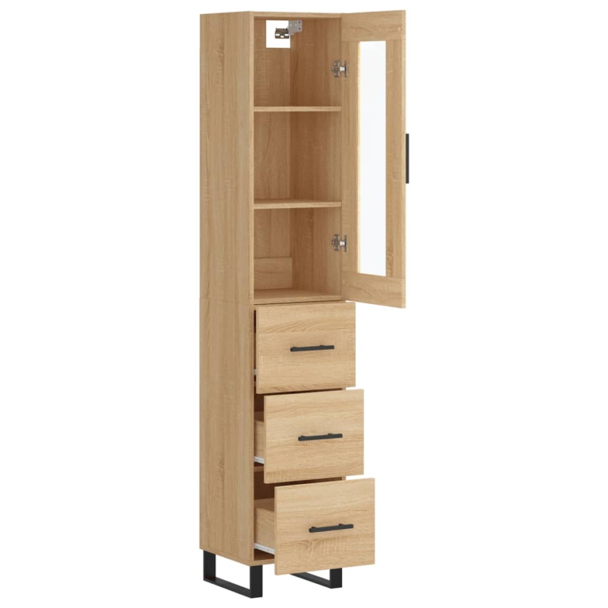 vidaXL Μπουφές Sonoma δρυς 34,5 x 34 x 180 εκ. από Επεξεργασμένο Ξύλο