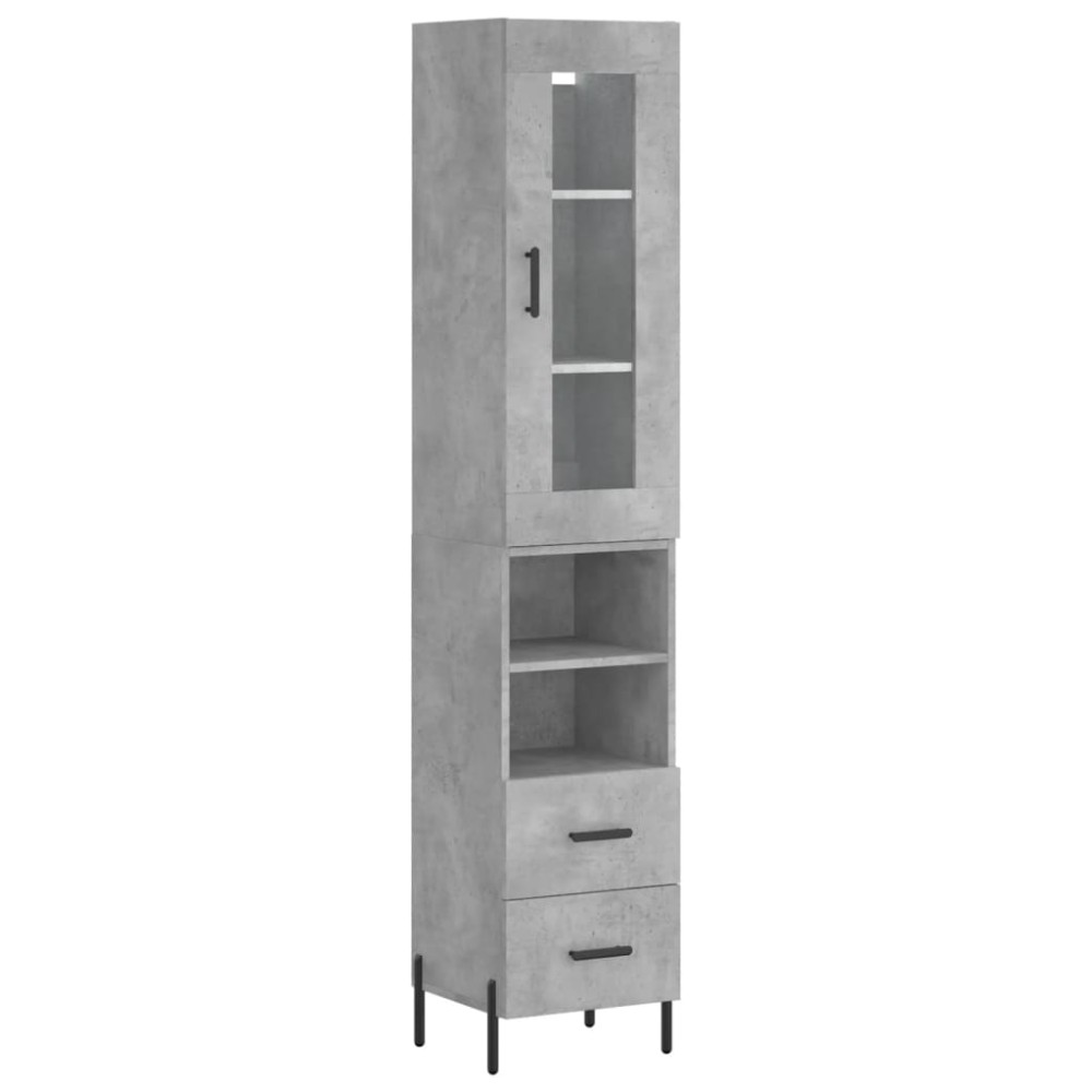 vidaXL Ντουλάπι Γκρι Σκυροδέματος 34,5x34x180 εκ. Επεξεργασμένο Ξύλο