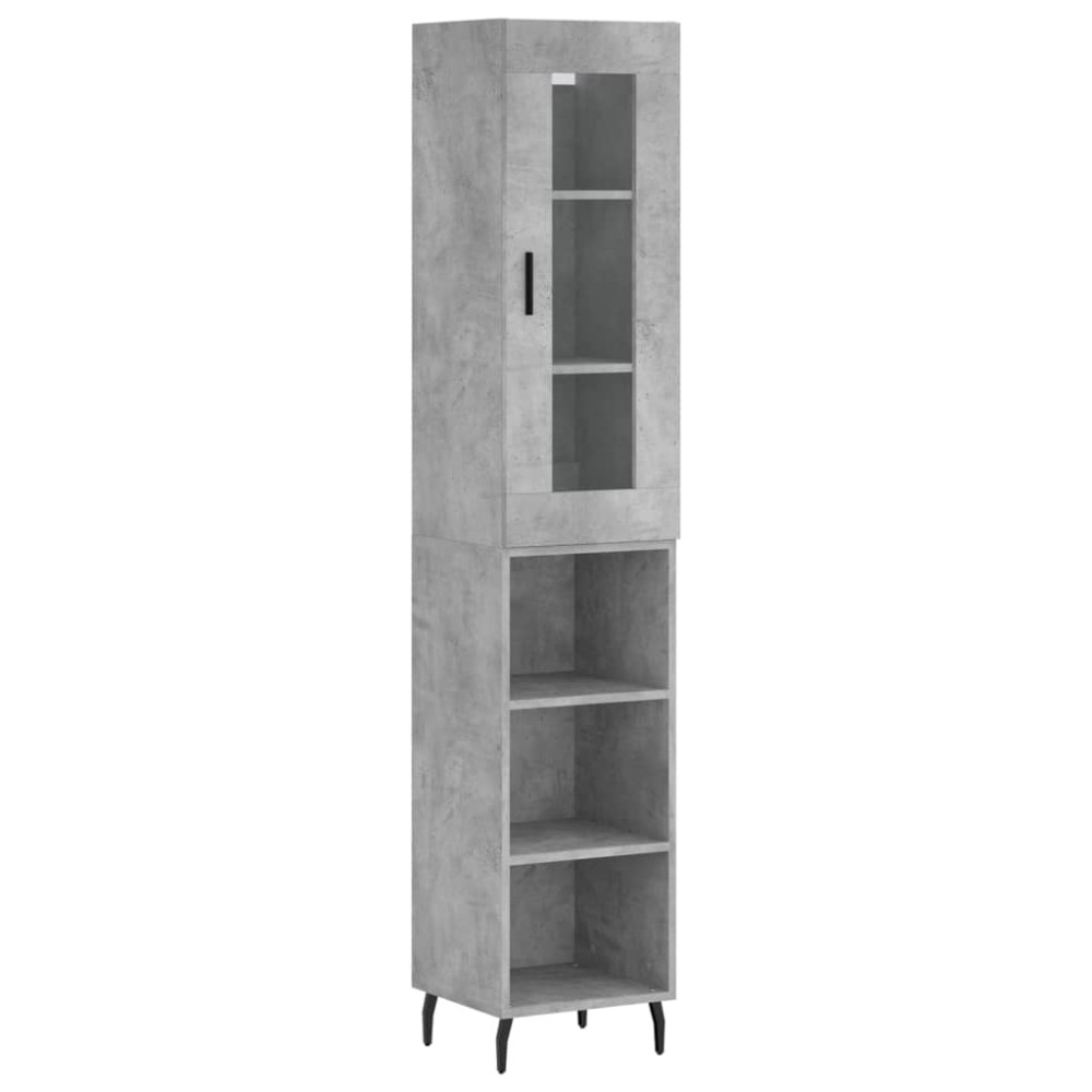 vidaXL Ντουλάπι Γκρι Σκυροδέματος 34,5x34x180 εκ. Επεξεργασμένο Ξύλο