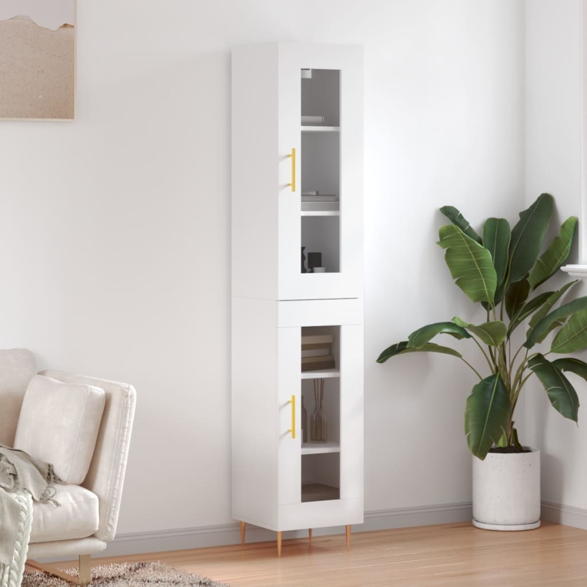 vidaXL Ντουλάπι Λευκός 34,5 x 34 x 180 εκ. από Επεξεργασμένο Ξύλο