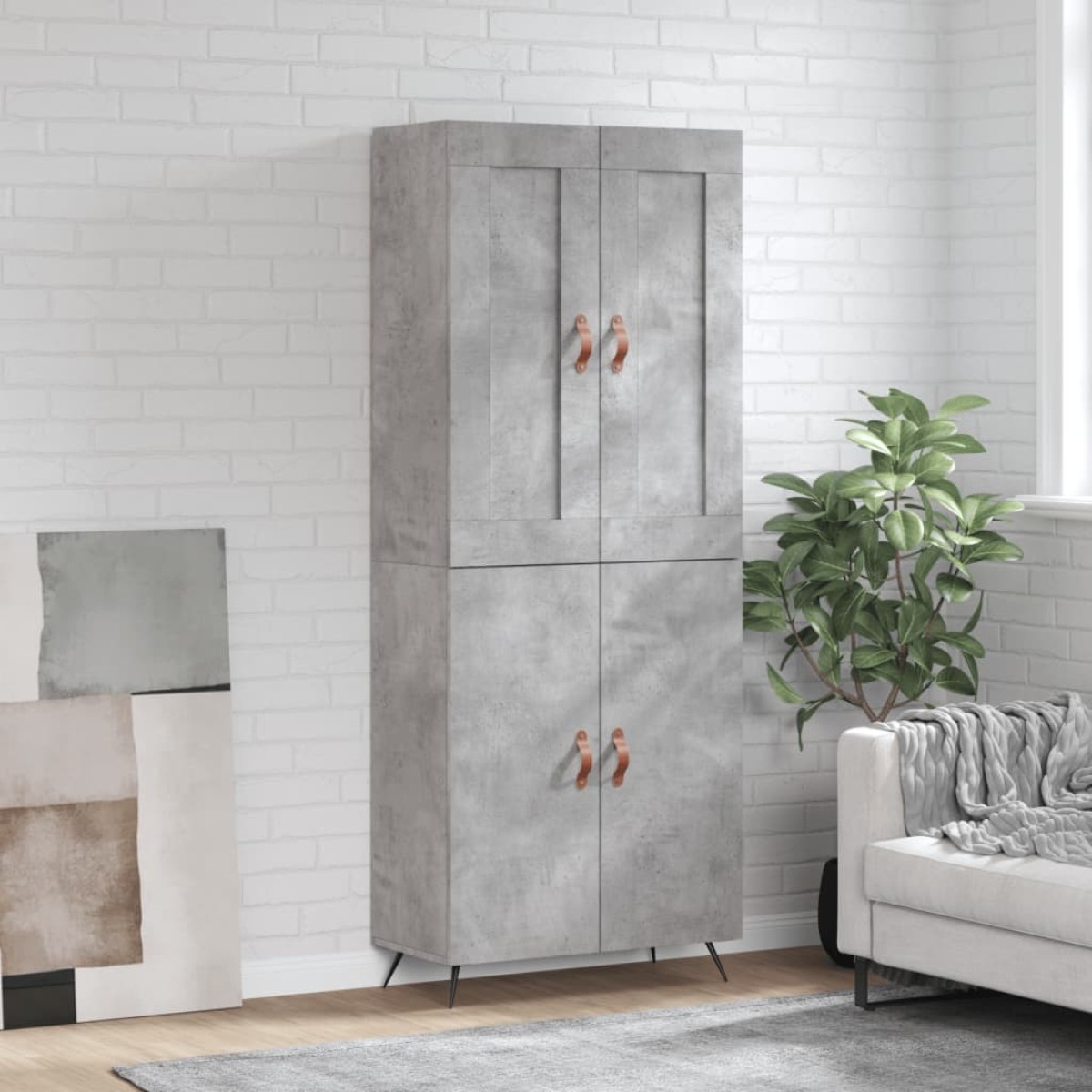 vidaXL Ντουλάπι Γκρι Σκυροδέματος 69,5x34x180 εκ. Επεξεργασμένο Ξύλο