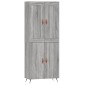vidaXL Ντουλάπι Γκρι Sonoma 69,5 x 34 x 180 εκ. Επεξεργασμένο Ξύλο