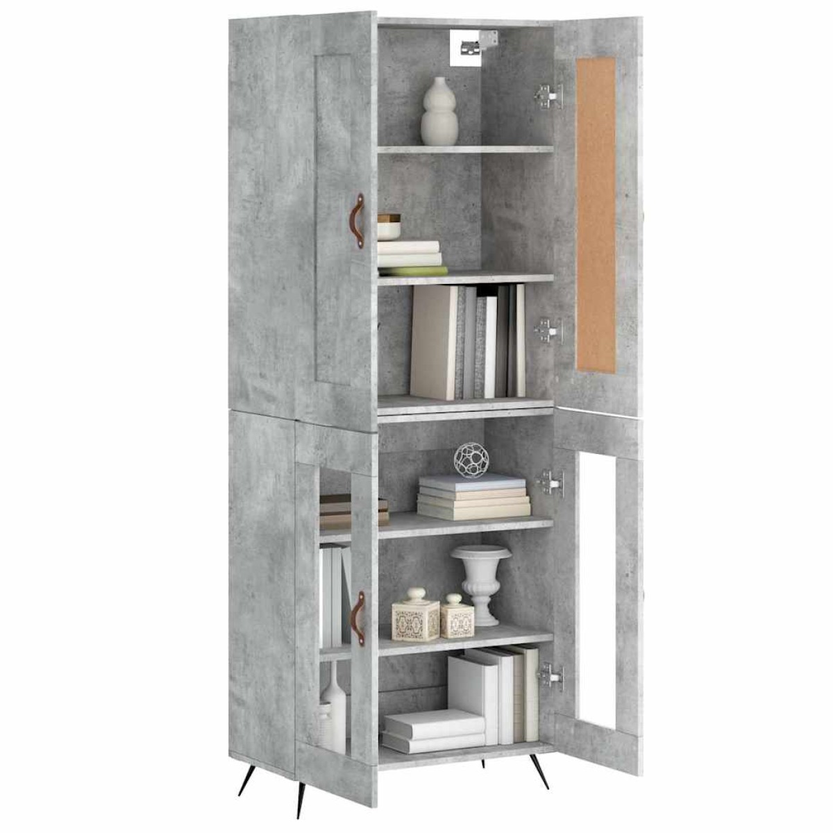 vidaXL Ντουλάπι Γκρι Σκυροδέματος 69,5x34x180 εκ. Επεξεργασμένο Ξύλο