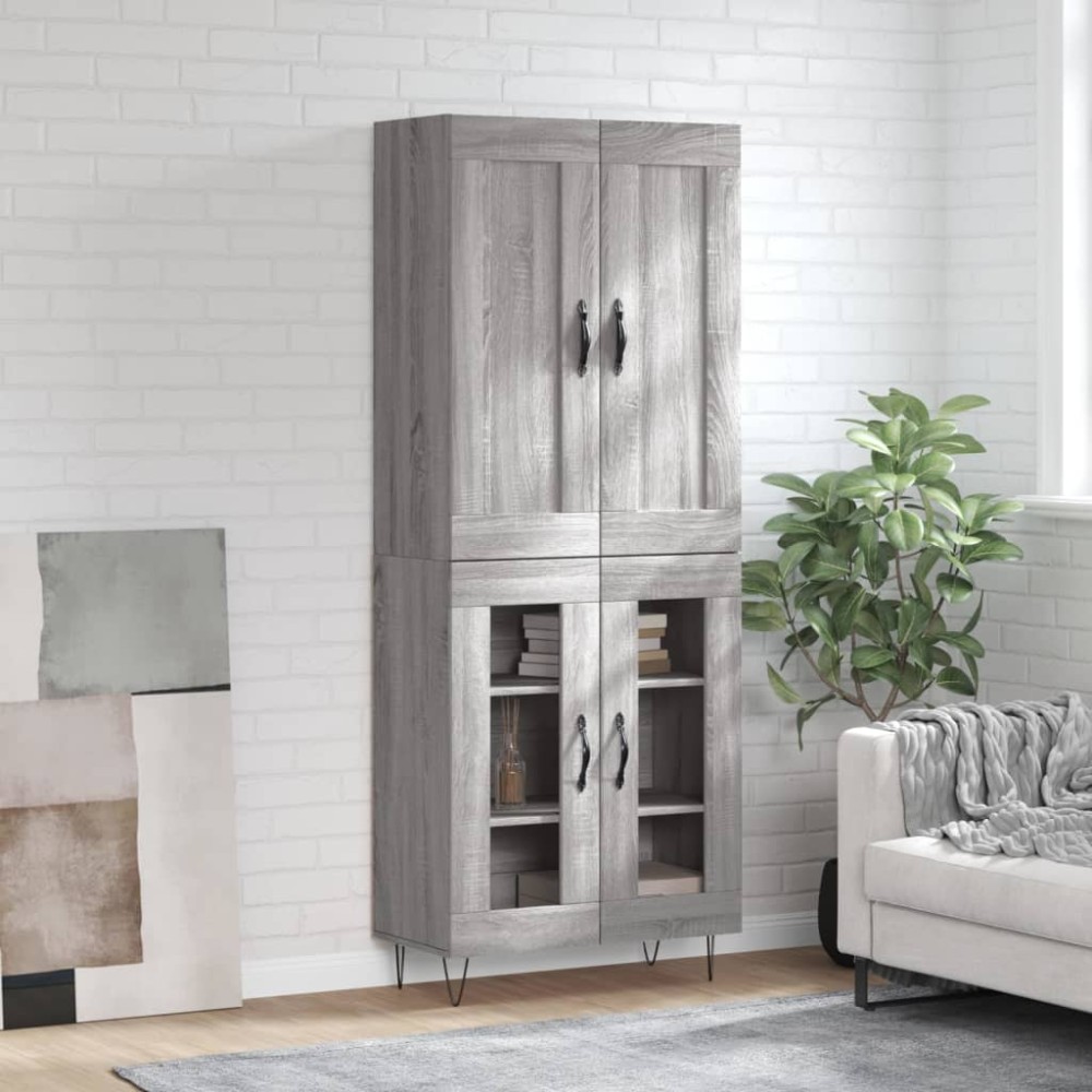 vidaXL Ντουλάπι Γκρι Sonoma 69,5 x 34 x 180 εκ. Επεξεργασμένο Ξύλο