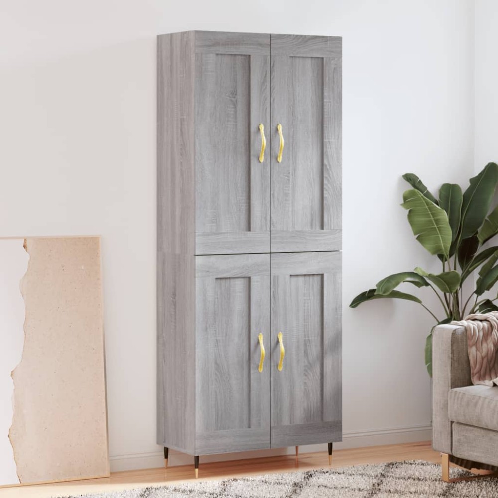 vidaXL Ντουλάπι Γκρι Sonoma 69,5 x 34 x 180 εκ. Επεξεργασμένο Ξύλο