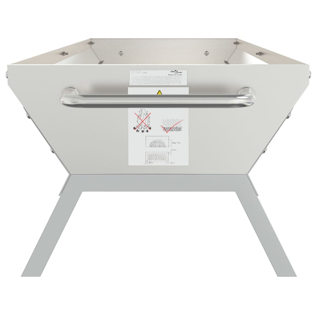 vidaXL Δίσκος Μπάρμπεκιου Ασημί 158x42x31 εκ. από Ανοξείδωτο Ατσάλι