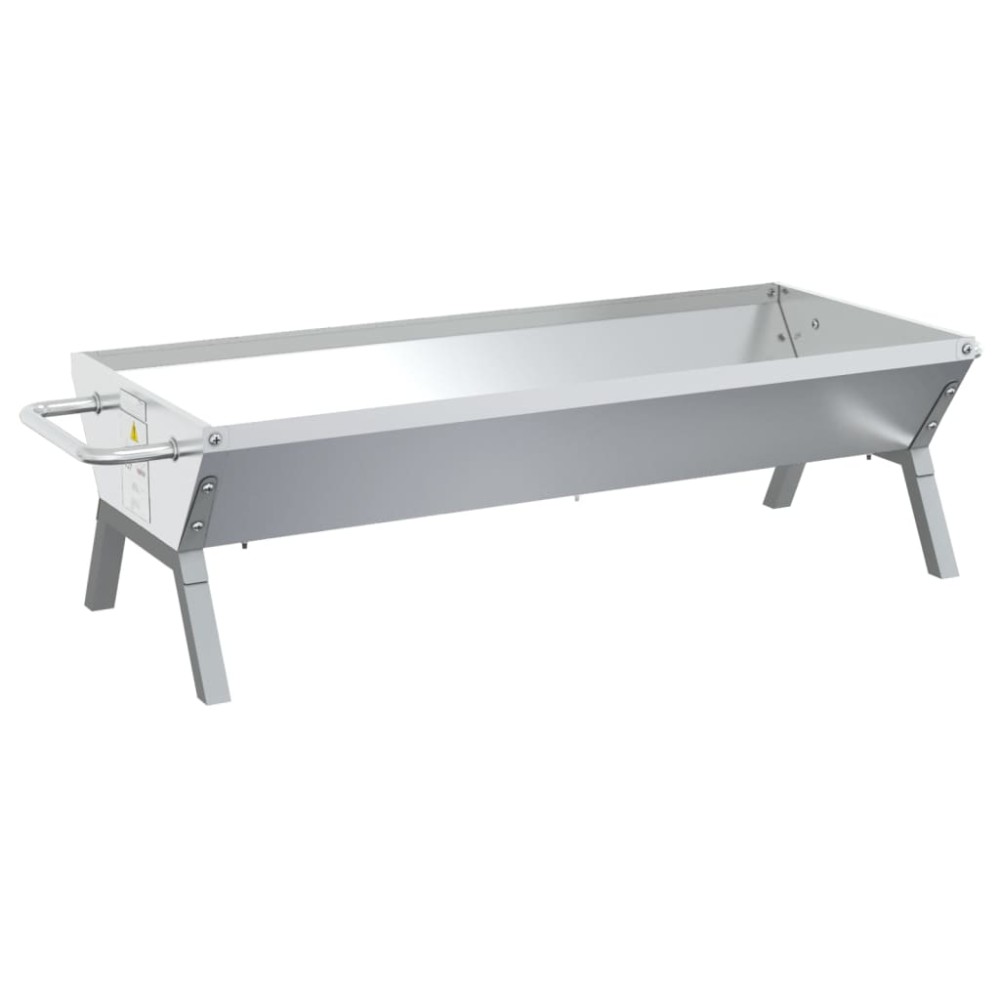 vidaXL Δίσκος Μπάρμπεκιου Ασημί 118x42x30,5 εκ. από Ανοξείδωτο Ατσάλι