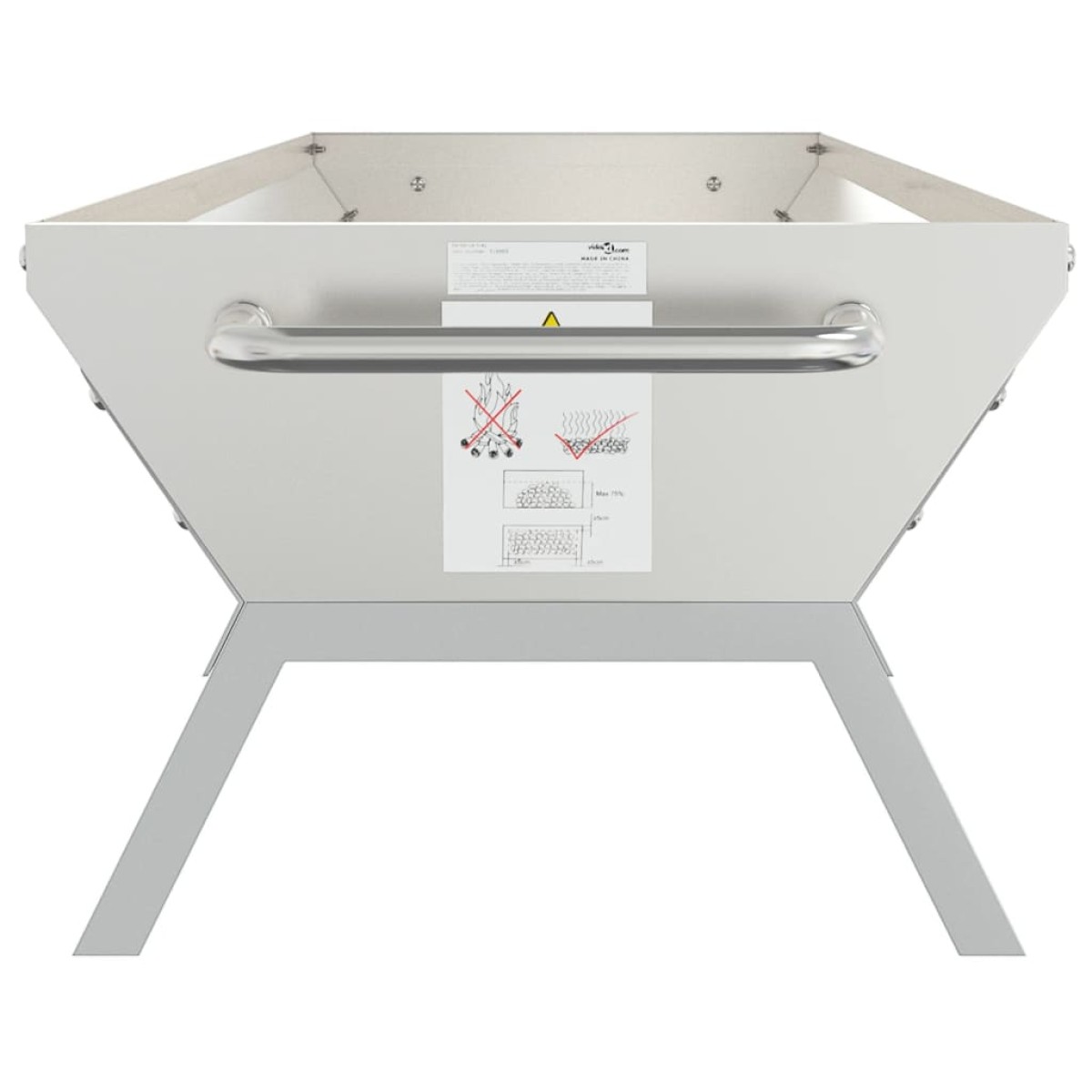 vidaXL Δίσκος Μπάρμπεκιου Ασημί 118x42x30,5 εκ. από Ανοξείδωτο Ατσάλι