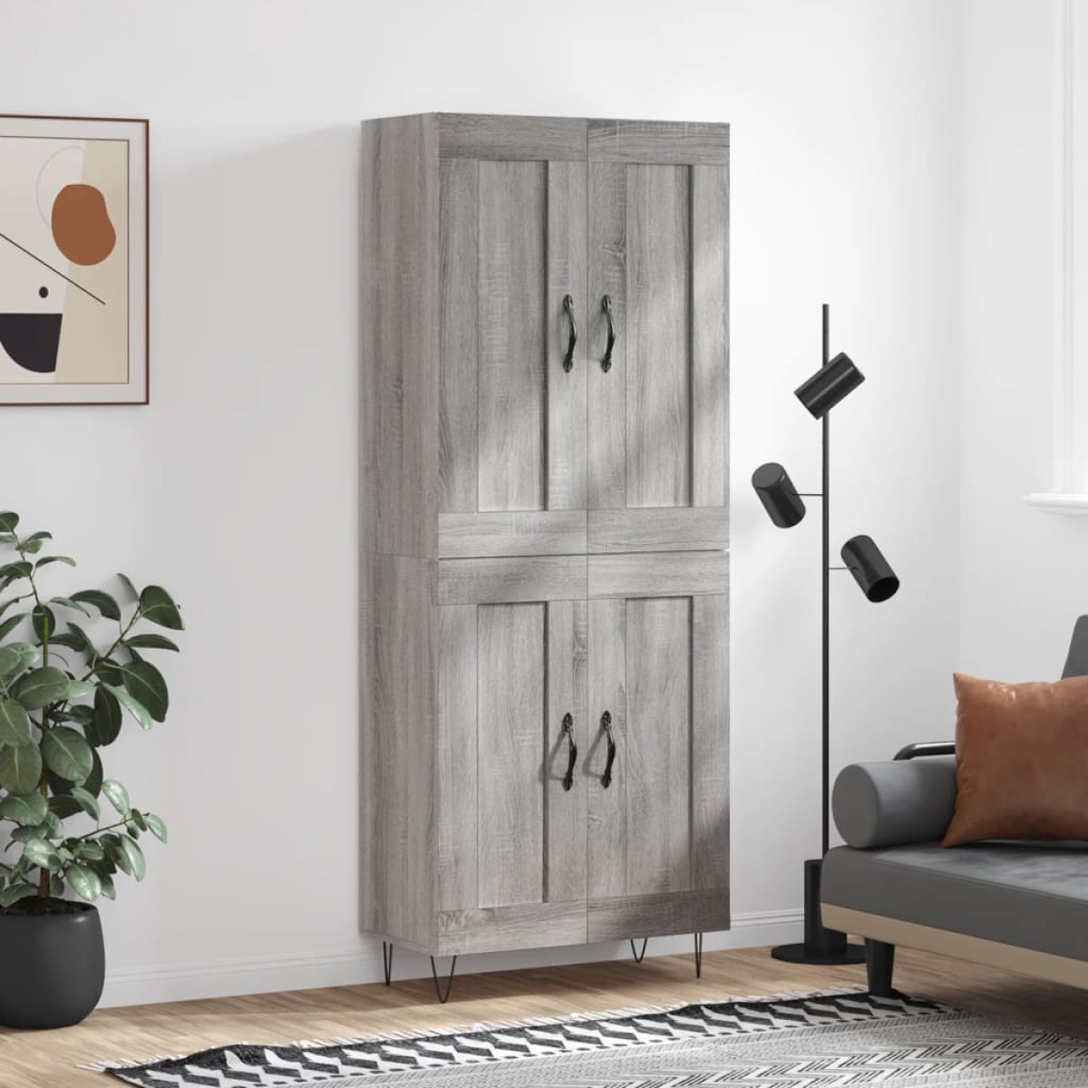 vidaXL Ντουλάπι Γκρι Sonoma 69,5 x 34 x 180 εκ. Επεξεργασμένο Ξύλο