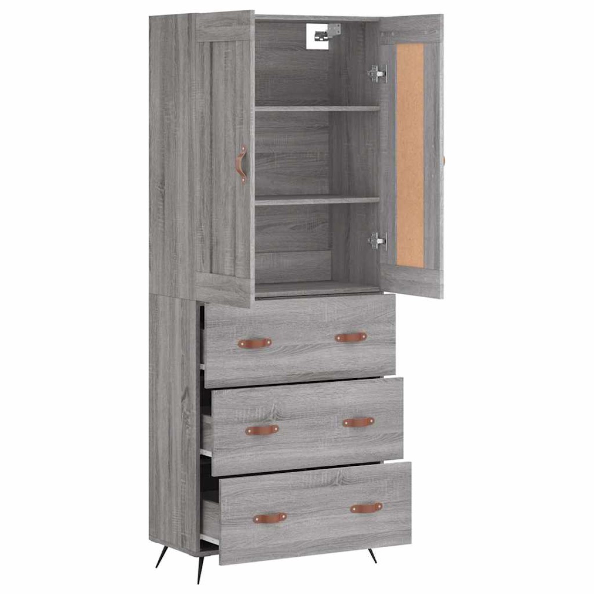 vidaXL Ντουλάπι Γκρι Sonoma 69,5 x 34 x 180 εκ. Επεξεργασμένο Ξύλο