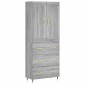 vidaXL Ντουλάπι Γκρι Sonoma 69,5 x 34 x 180 εκ. Επεξεργασμένο Ξύλο