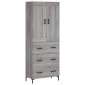 vidaXL Ντουλάπι Γκρι Sonoma 69,5 x 34 x 180 εκ. Επεξεργασμένο Ξύλο