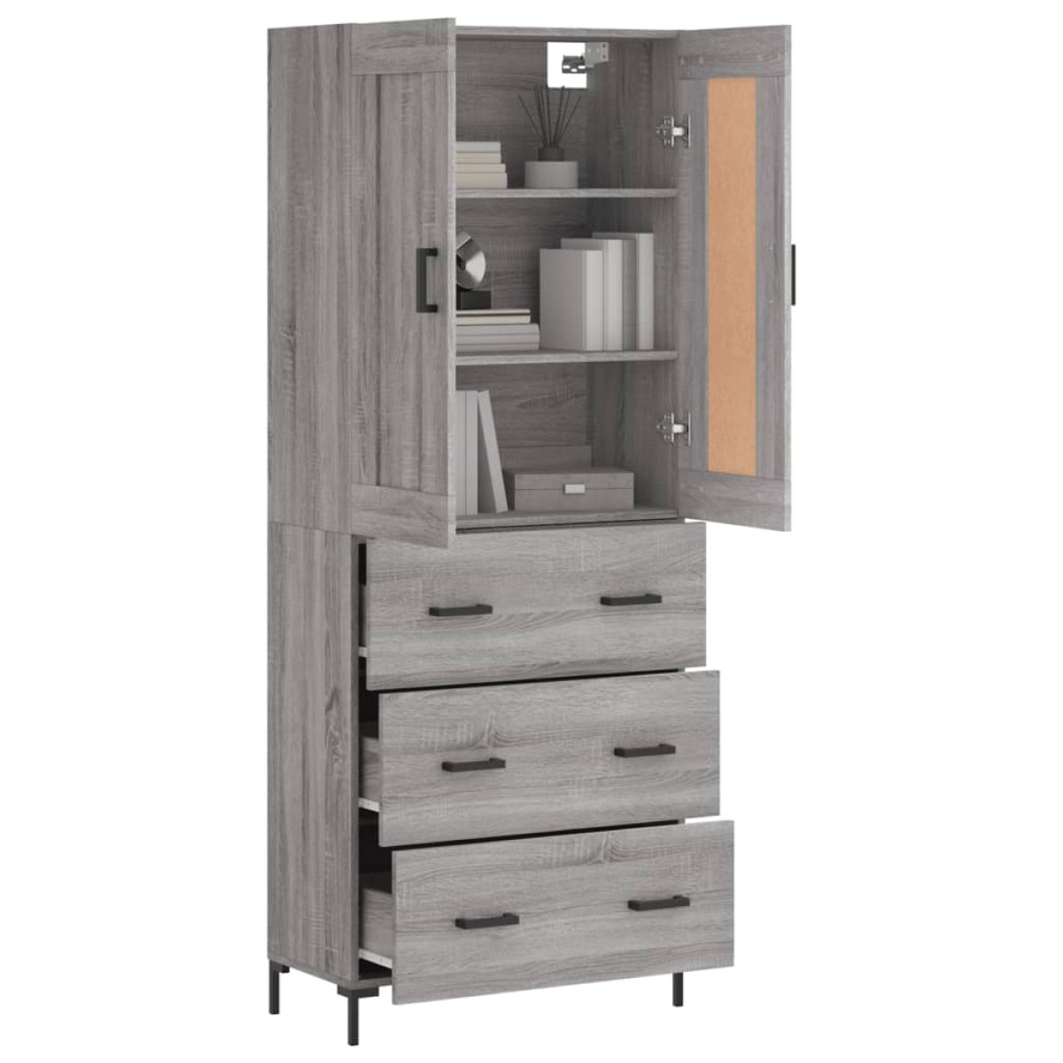 vidaXL Ντουλάπι Γκρι Sonoma 69,5 x 34 x 180 εκ. Επεξεργασμένο Ξύλο