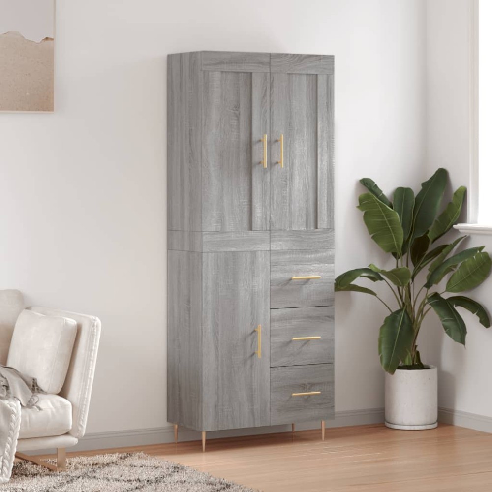 vidaXL Ντουλάπι Γκρι Sonoma 69,5 x 34 x 180 εκ. Επεξεργασμένο Ξύλο