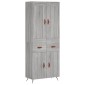 vidaXL Ντουλάπι Γκρι Sonoma 69,5 x 34 x 180 εκ. Επεξεργασμένο Ξύλο