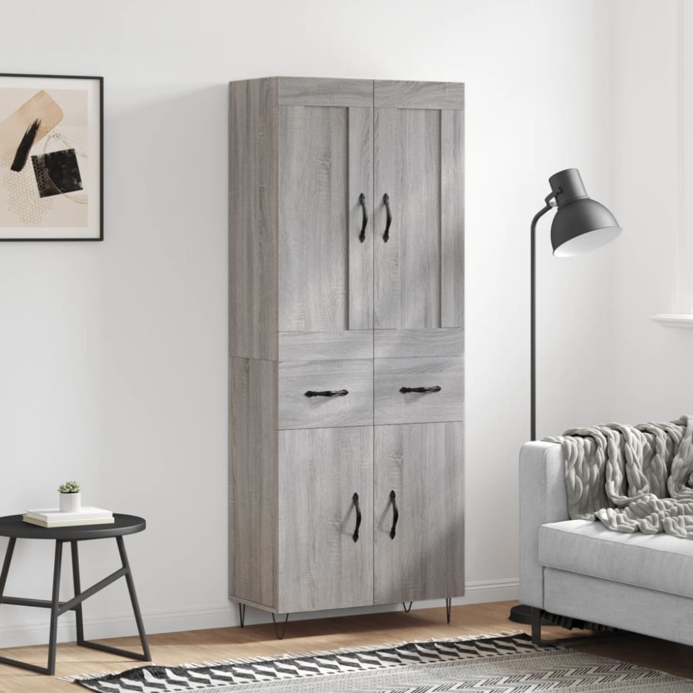 vidaXL Ντουλάπι Γκρι Sonoma 69,5 x 34 x 180 εκ. Επεξεργασμένο Ξύλο
