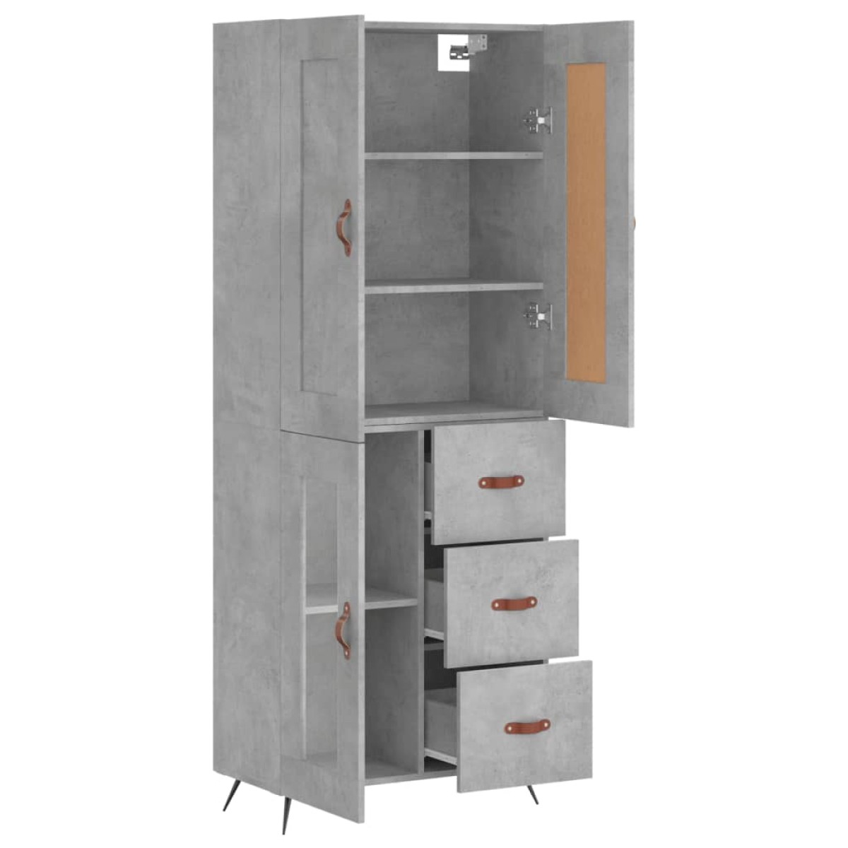 vidaXL Ντουλάπι Γκρι Σκυροδέματος 69,5x34x180 εκ. Επεξεργασμένο Ξύλο