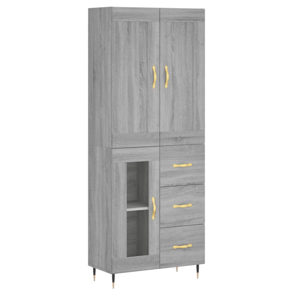 vidaXL Ντουλάπι Γκρι Sonoma 69,5 x 34 x 180 εκ. Επεξεργασμένο Ξύλο