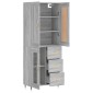 vidaXL Ντουλάπι Γκρι Sonoma 69,5 x 34 x 180 εκ. Επεξεργασμένο Ξύλο