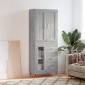 vidaXL Ντουλάπι Γκρι Sonoma 69,5 x 34 x 180 εκ. Επεξεργασμένο Ξύλο