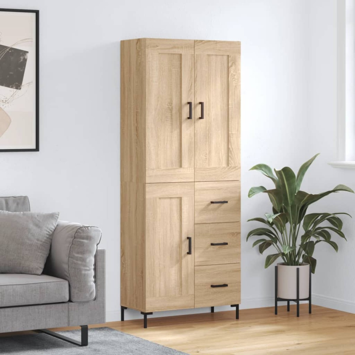 vidaXL Ντουλάπι Sonoma δρυς 69,5 x 34 x 180 εκ. από Επεξεργασμένο Ξύλο