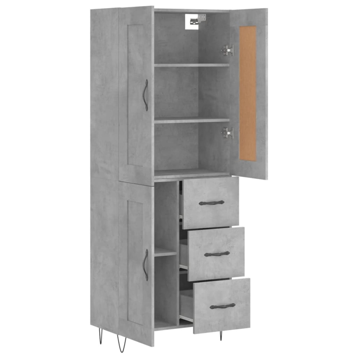 vidaXL Ντουλάπι Γκρι Σκυροδέματος 69,5x34x180 εκ. Επεξεργασμένο Ξύλο
