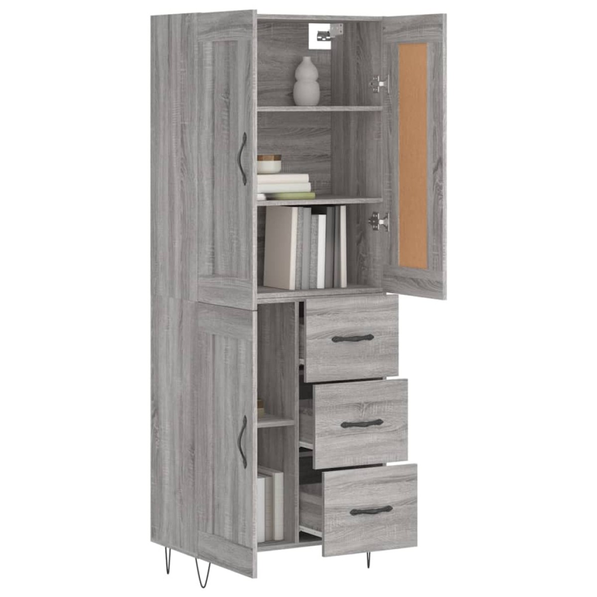 vidaXL Ντουλάπι Γκρι Sonoma 69,5 x 34 x 180 εκ. Επεξεργασμένο Ξύλο